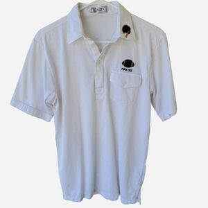 Vintage 80s White Polo Football Coach Shirt with Embroidered Logo